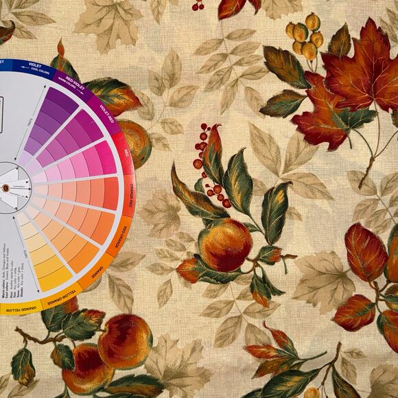 Fall Harvest Leaves, Fruit - VIP for Cranston Fabric - 1/2 Yard - Gold Metallic - Picture 6 of 9